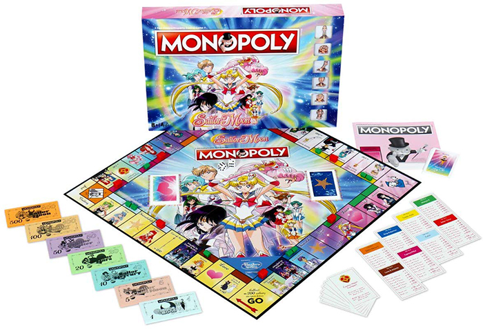 The contents of the sailor moon monopoly board game