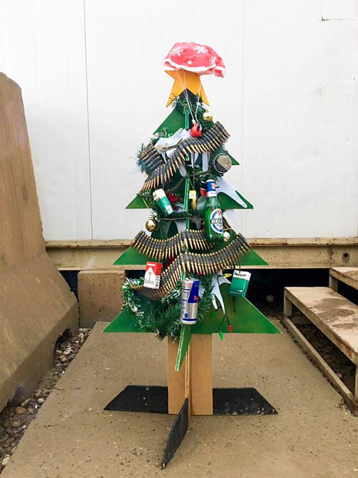 diy holiday trees army style