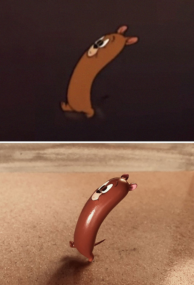 jerry shaped like a hotdog sculpture