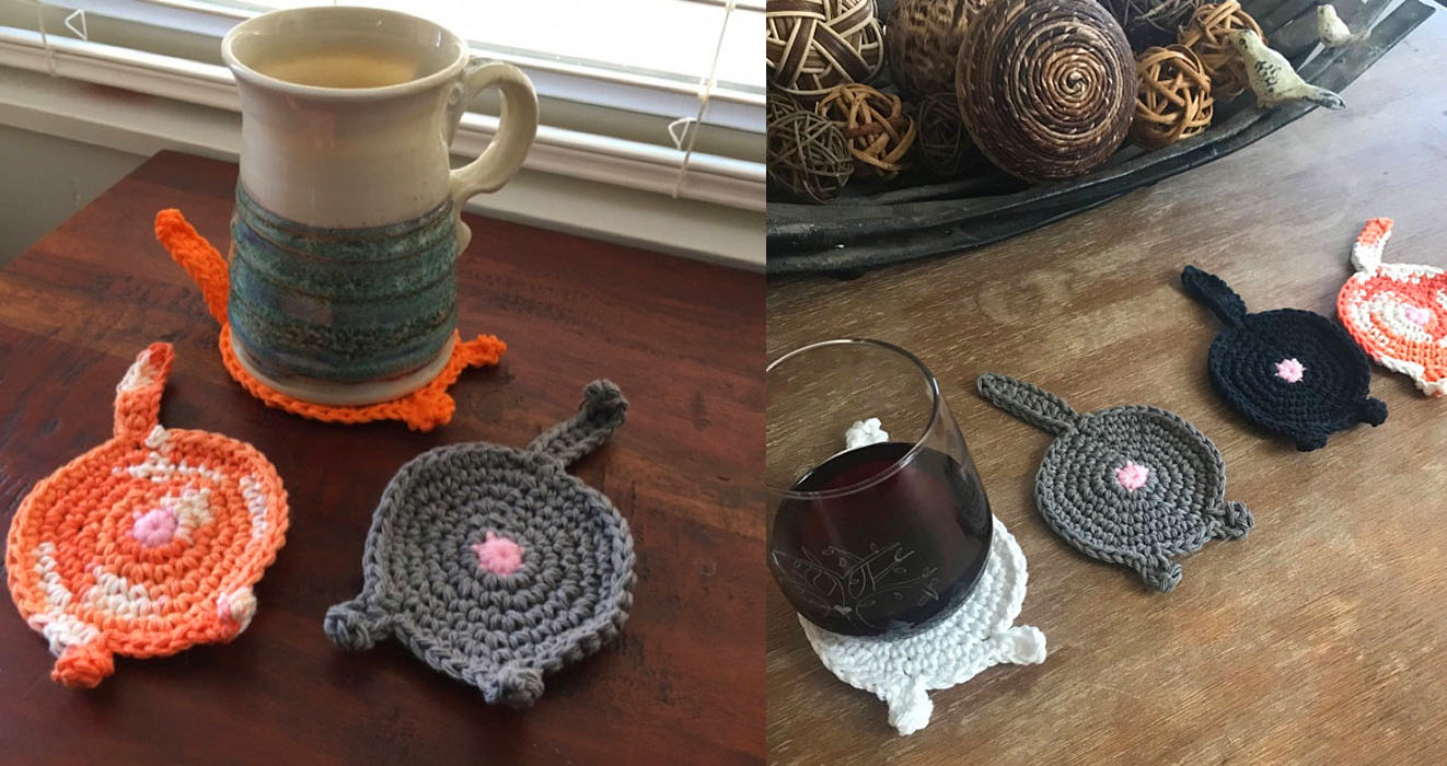 knitted Cat Butt Coasters