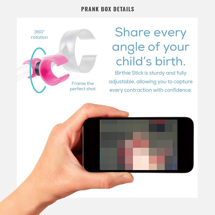phone showing birth video captured using the birthie stick