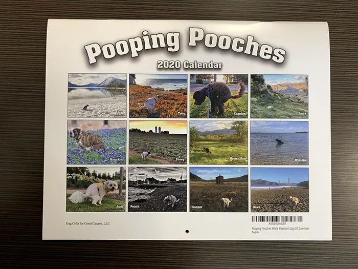 pooping dog calendar preview
