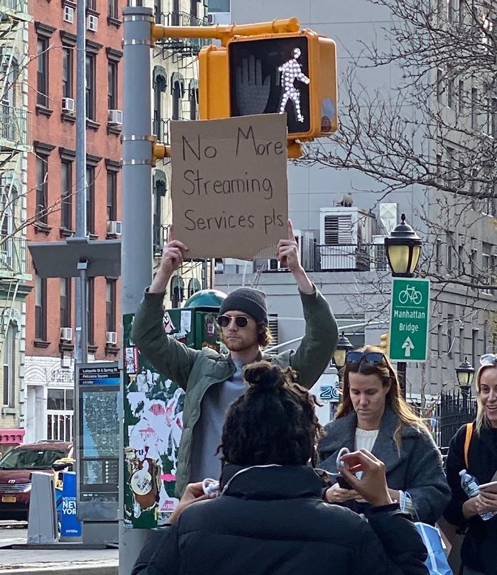 seth funny protester streaming services