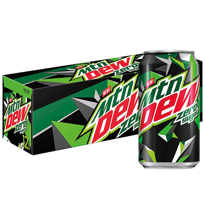 12 pack of mountain dew zero sugar 12 oz cans