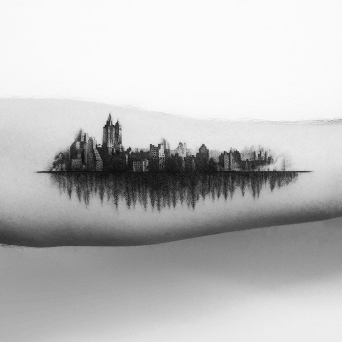 Architecture with Trees Reflections Tattoo