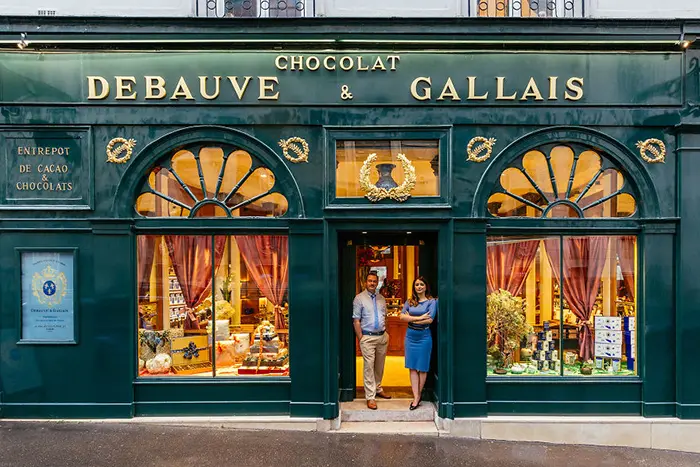 Bernard Poussin and Diane Junique In Front of Debauve & Gallais