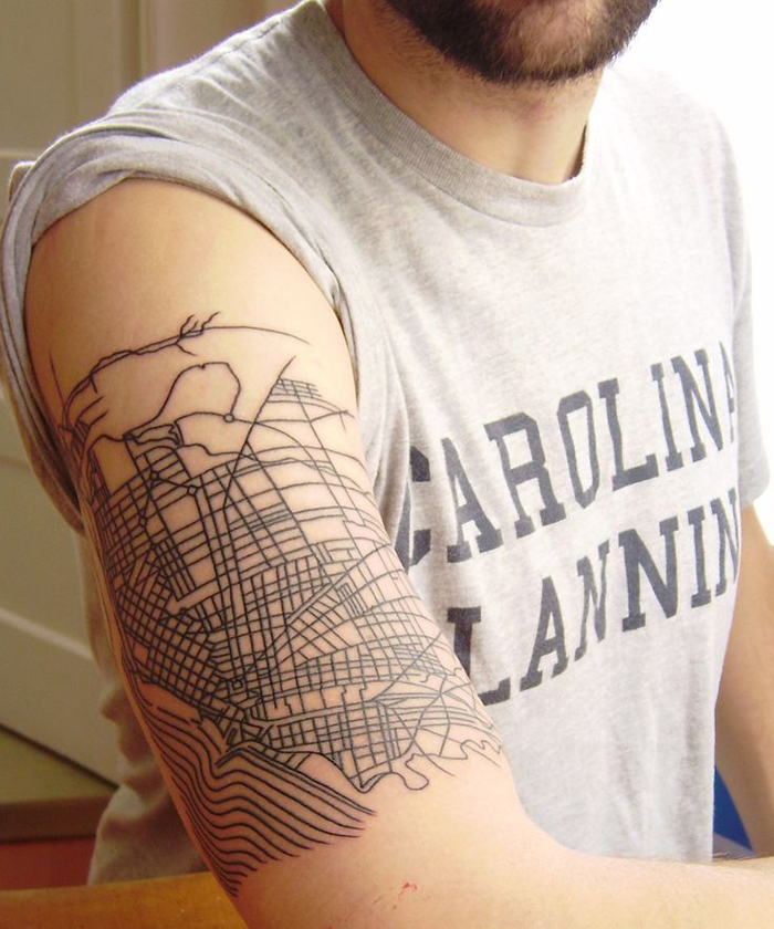 Buffalo's Street Plan Tattoo on Right Arm