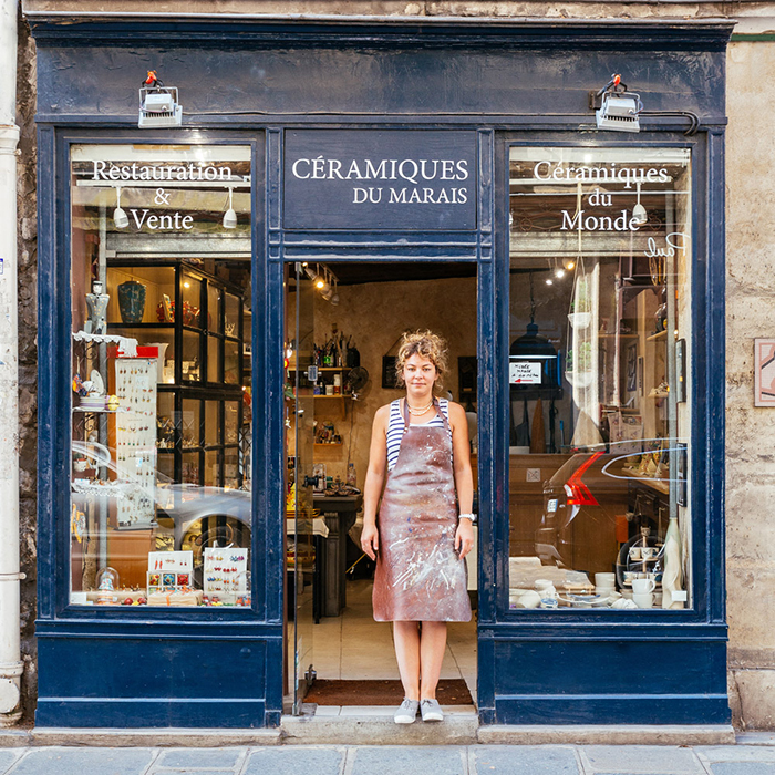 Dorothée Hoffmann In Front of Les Ceramics Du Marais