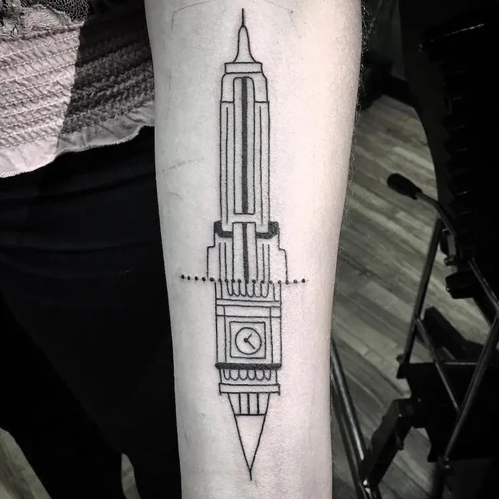 Empire State Building Minimalist Tattoo