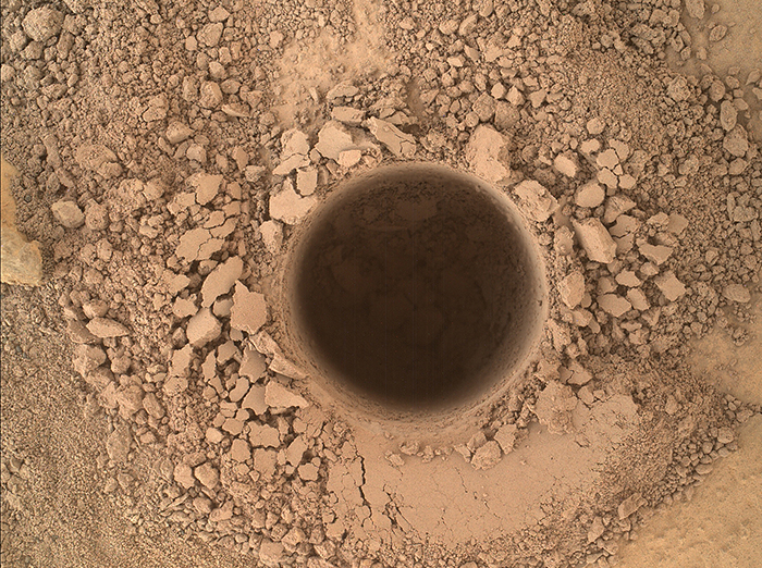 First Sampling Hole in Mount Sharp
