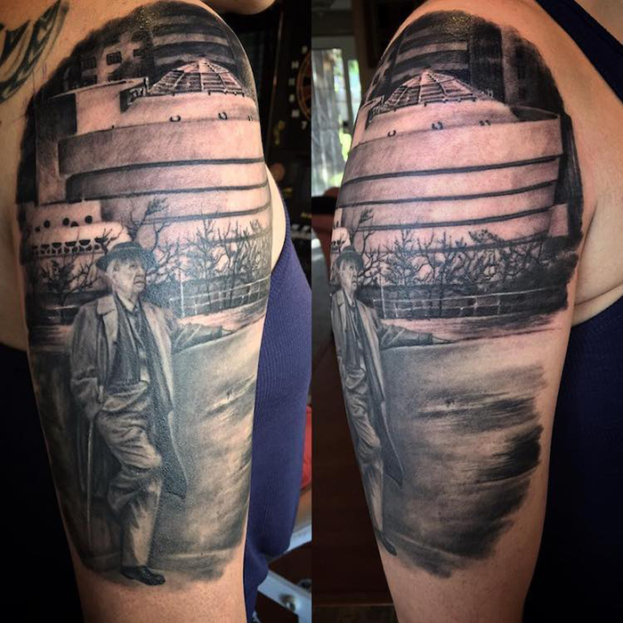 Frank Lloyd Wright's Guggenheim Museum Tattoo on Arm