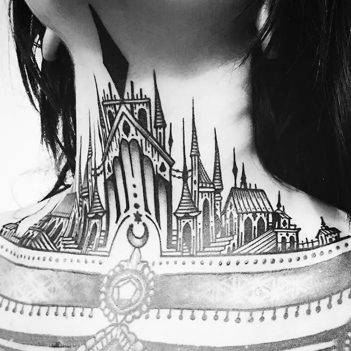 Gothic Architecture Tattoo on Chestjpg