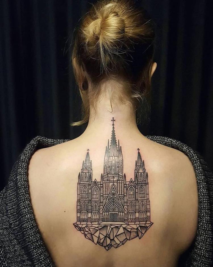 Gothic Cathedral Tattoo on Back