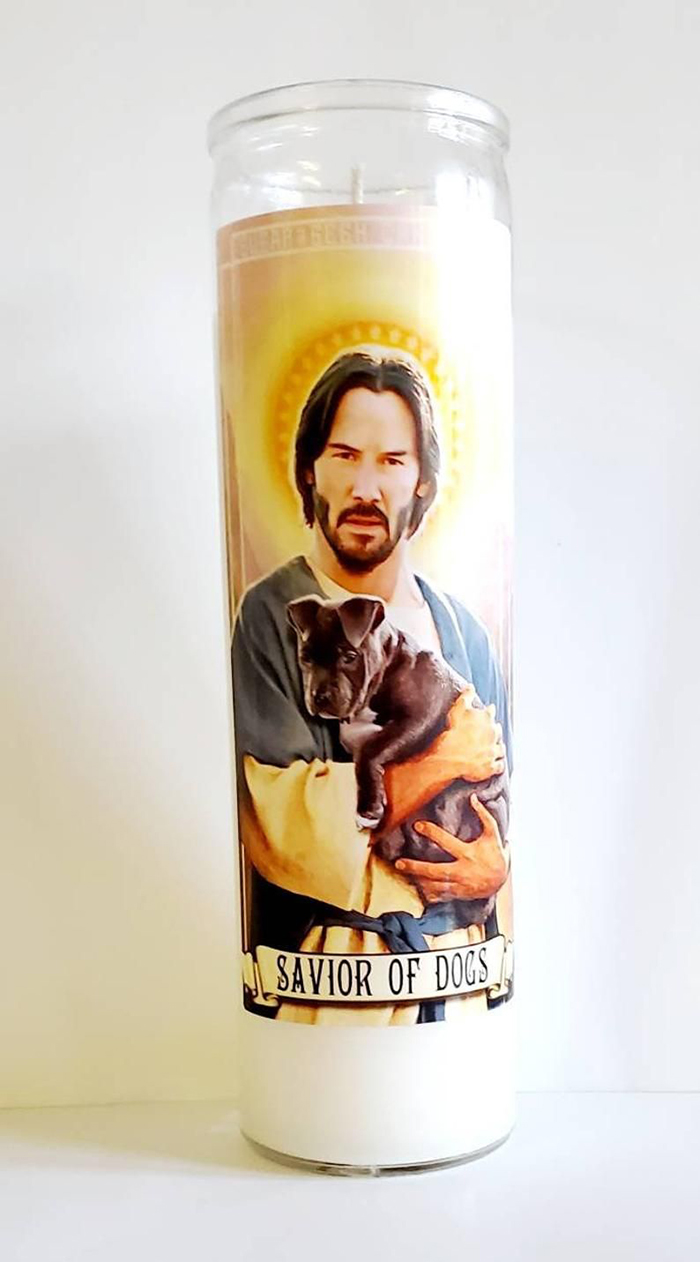 Keanu Reeves Savior of Dogs Candle