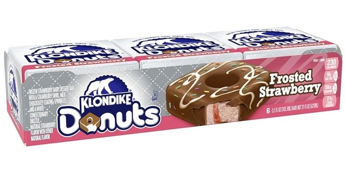 Klondike Donut Ice Cream Bar Frosted Strawberry Packaging
