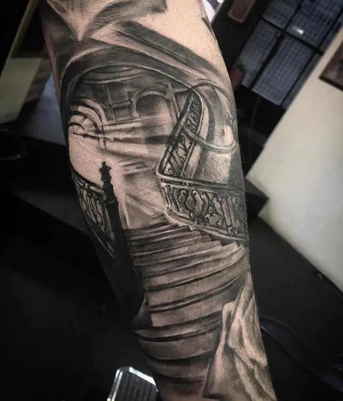 Realistic Stairway Tattoo