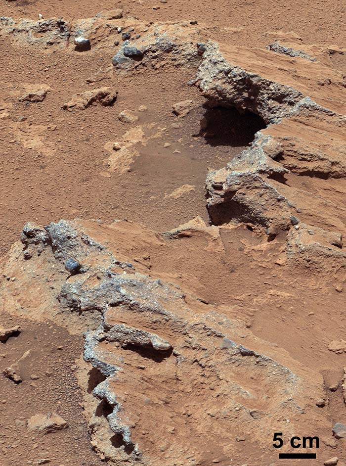 Remnants of Ancient Streambed on Mars (White-Balanced View)