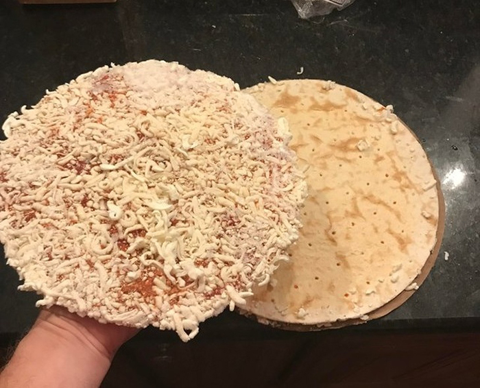 Shopping Disasters Frozen Pizza with Separated Sauce and Cheese from the Crust