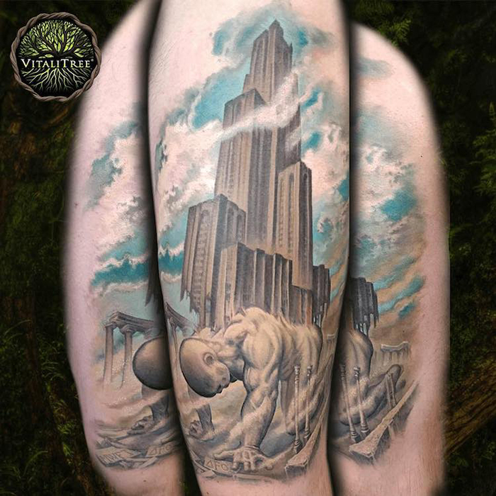 Titan Carrying the Cathedral of Learning Tattoo