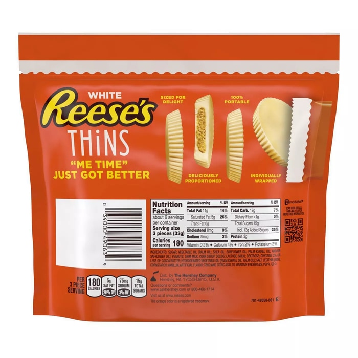 White Reese's Thins Packaging Back
