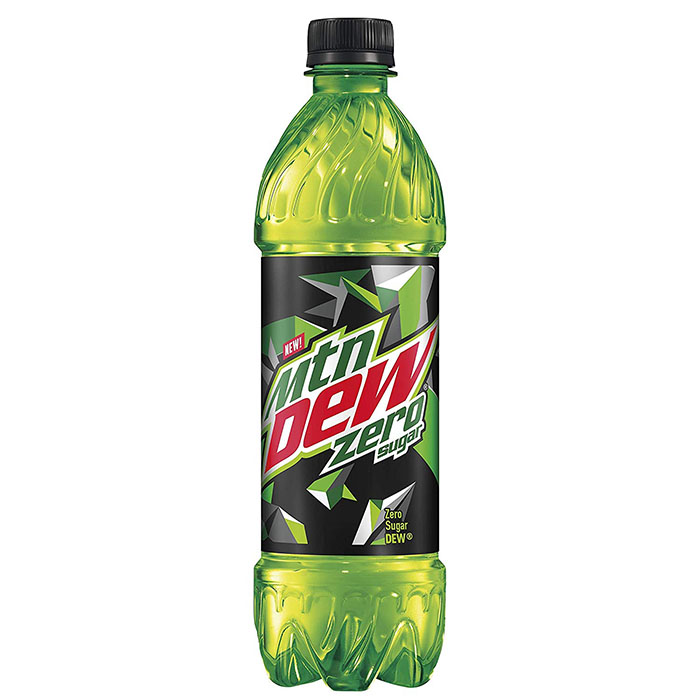 a mountain dew zero sugar bottle