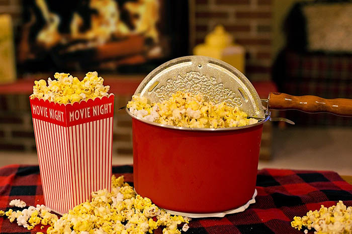 bucket and bag of popcorn