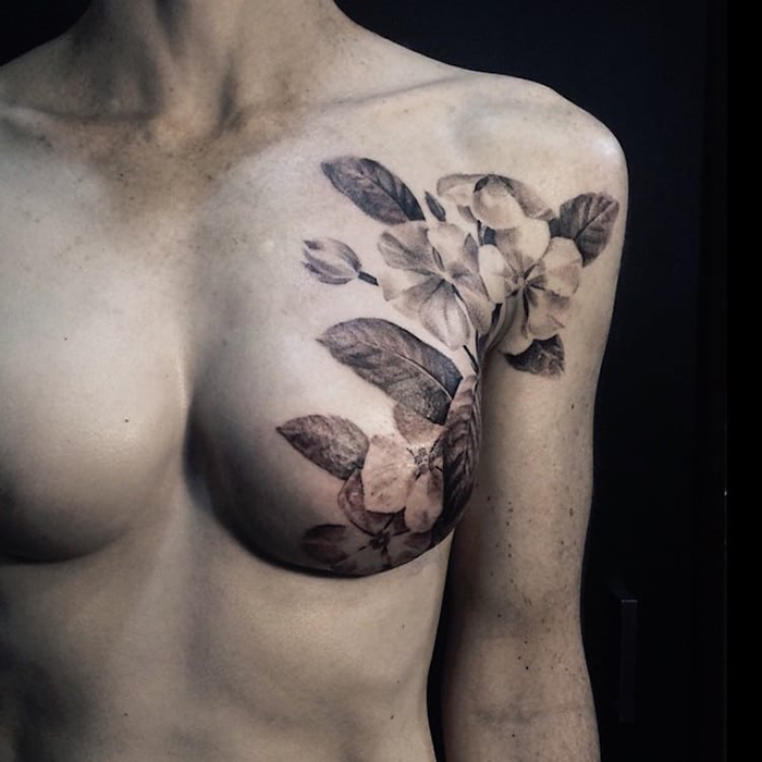 david allen floral tattoos for breast cancer survivors