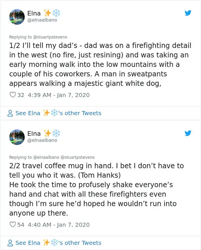 firefighters met tom hanks while out for a hike