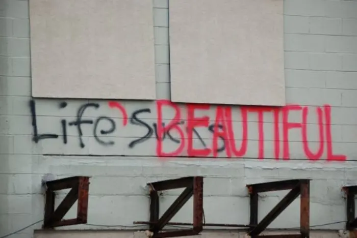 funny positive vandalism life is beautiful