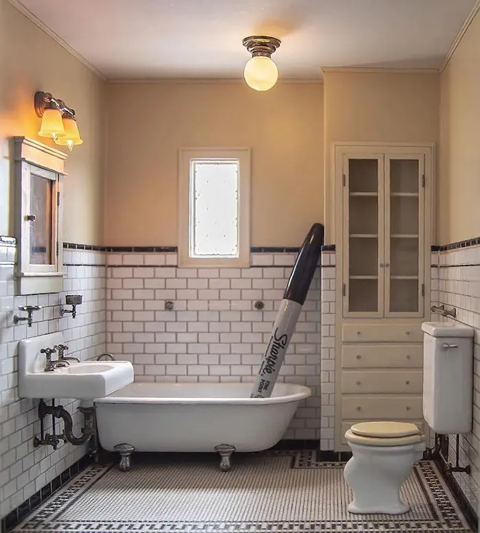 realistic miniature bathroom bath tub