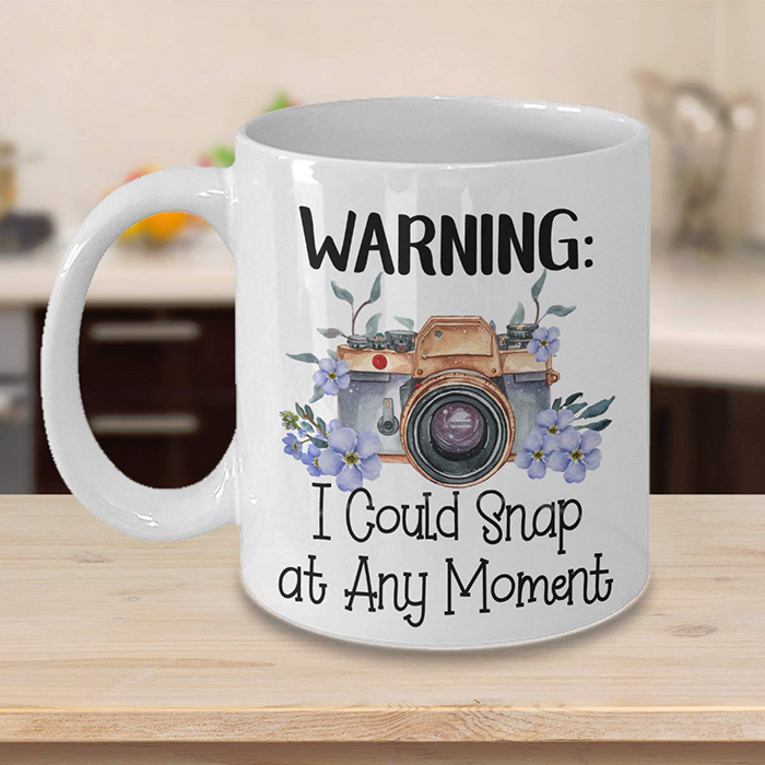 snap at any moment funny ceramic mug