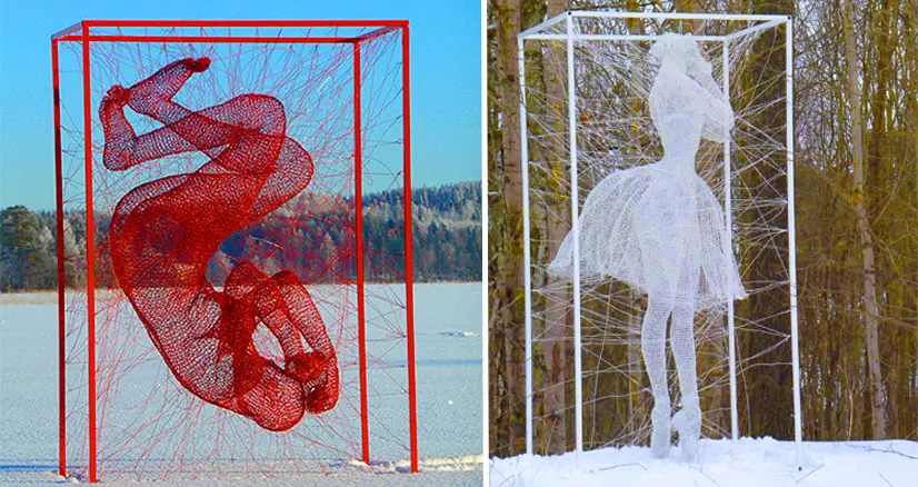 steel wire Sculptures in boxes