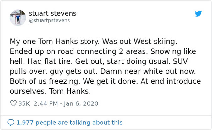 tom hanks helps guy fix a flat tire