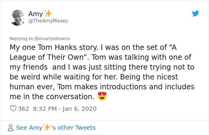 tom hanks includes a fan in a conversation