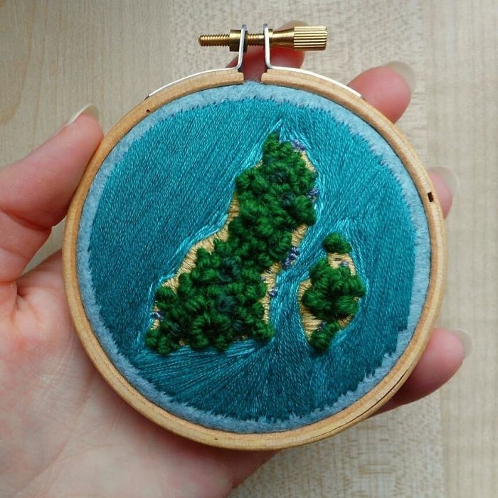 victoria richards embroidery painting aerial islands
