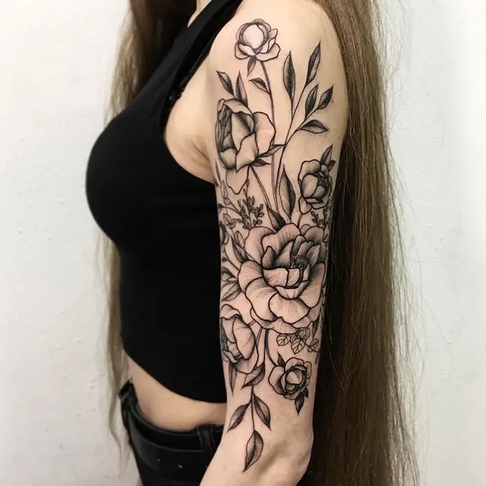 First sitting needs shading of a southern flowers tattoo by Brian at Main  Street Tattoo in Salem Virginia  rtattoos