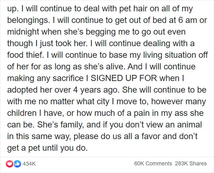 Austin Conway Facebook Post on Life with Dog Responsibilities 2