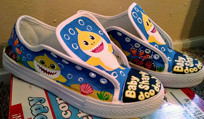 Baby Shark Hand-painted Canvas Sneakers by Munkisoaptokens