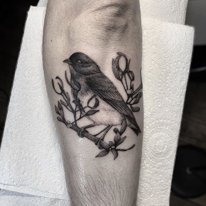Bird Dotwork Tattoo by Annita Maslov