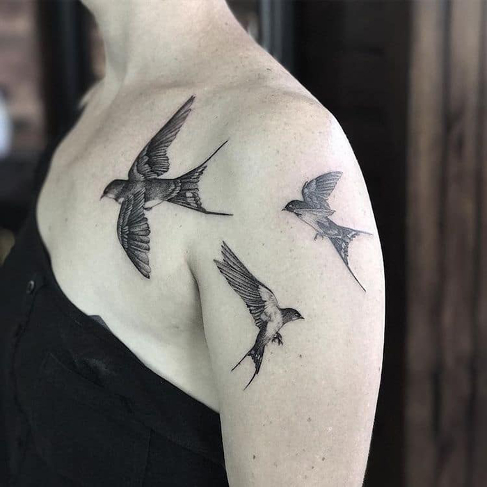 Birds Dotwork Tattoos by Annita Maslov