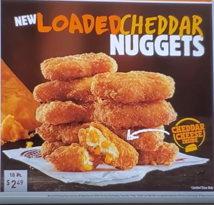 Burger King Loaded Cheddar Nuggets Menu Board Display