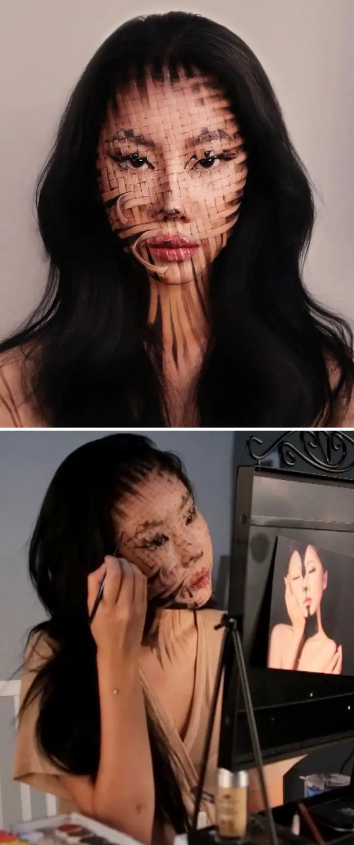 Dain Yoon Optical Illusion Makeup Woven Face