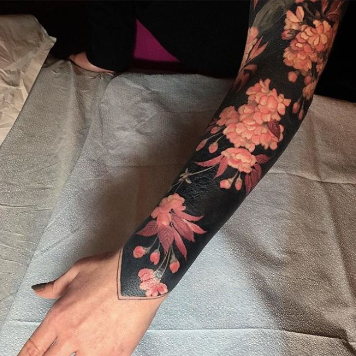 Floral Sleeve Body Art by Esther Garcia