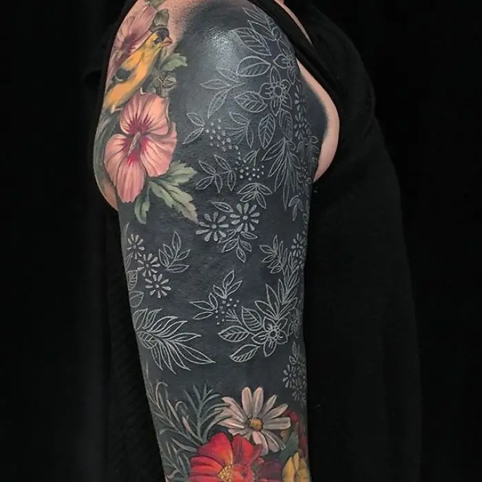 Floral Tattoos on Black Background by Esther Garcia