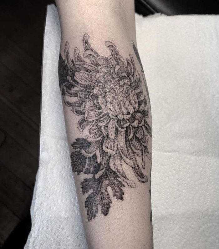 Flower Dotwork Tattoo by Annita Maslov