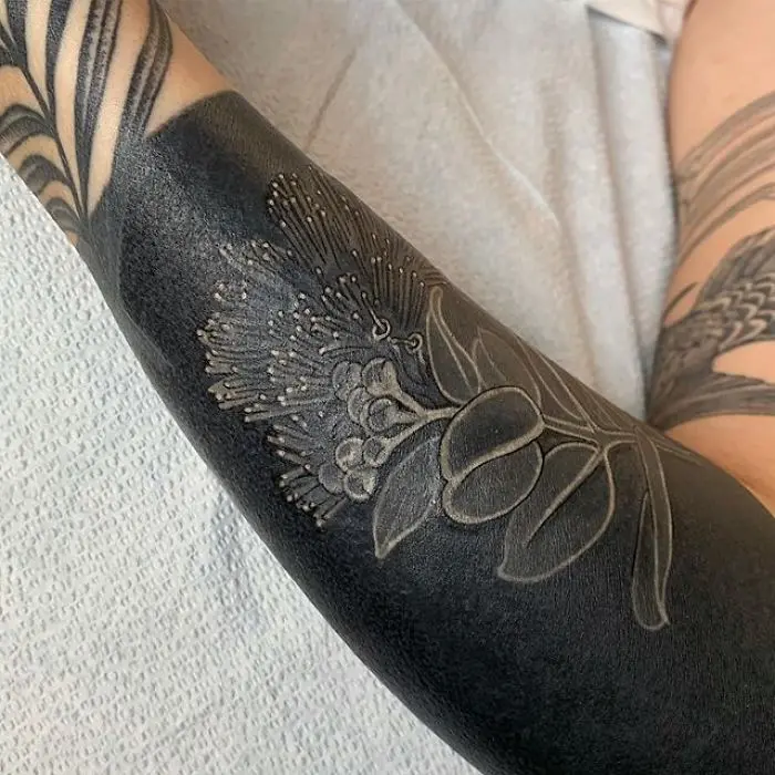 Flower Tattoo on Black Background by Esther Garcia