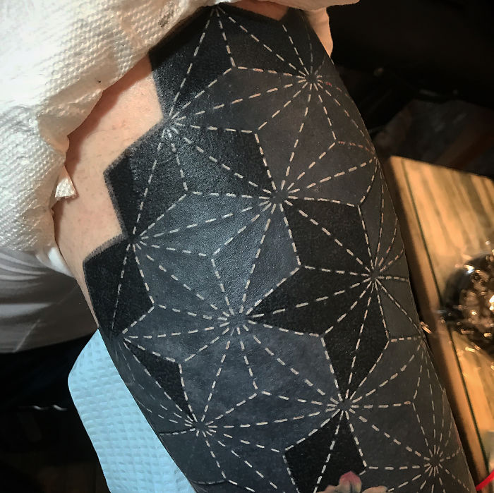 Geometric Pattern Blackout Tattoo by Esther Garcia