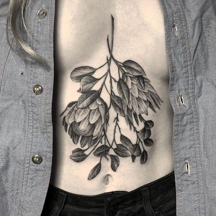 Leaves Dotwork Tattoos by Annita Maslov