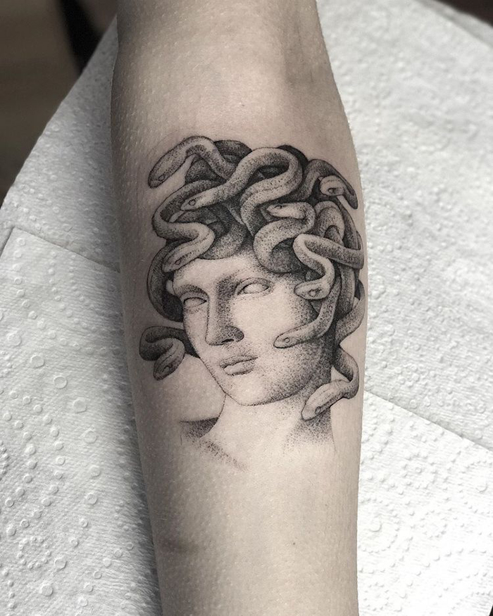Medusa Dotwork Tattoo by Annita Maslov