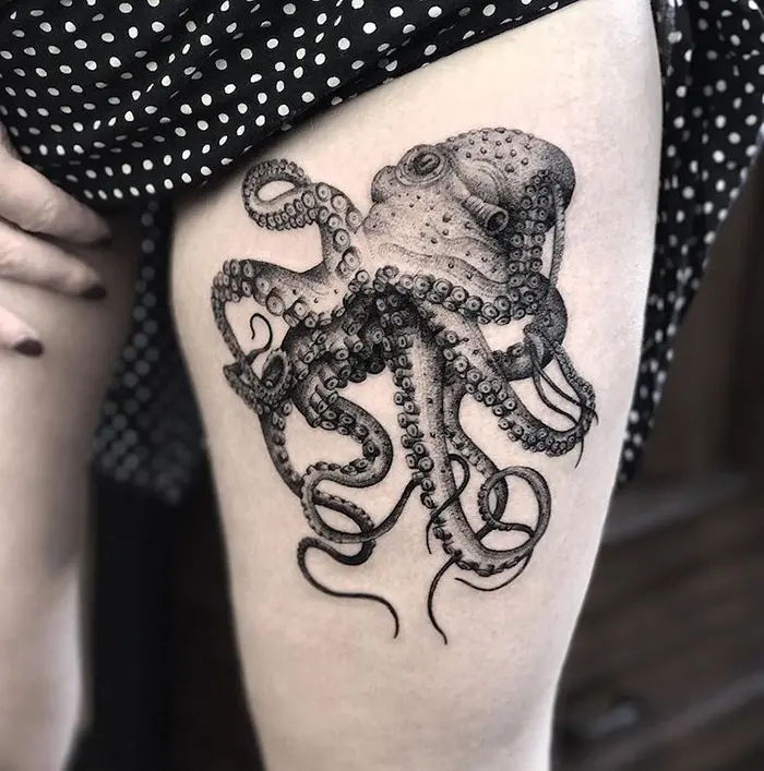 Octopus Dotwork Tattoo by Annita Maslov